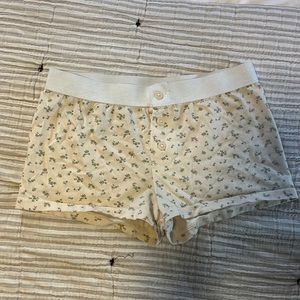 Brandy Melville floral green and cream sleep lounge shorts